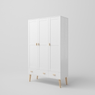 Duża biała skandynawska szafa trzydrzwiowa z szufladą - 1