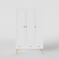 Duża biała skandynawska szafa trzydrzwiowa z szufladą - 2