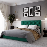 Łóżko Tapicerowane Velvet z przeszyciami w kształcie rombów - 29