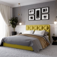 Łóżko Tapicerowane Velvet z przeszyciami w kształcie rombów - 36