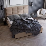 Łóżko tapicerowane Velvet z pionowymi i poziomymi przeszyciami - 9