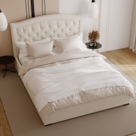 łóżko tapicerowane z zaokrąglonym oparciem - 38