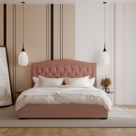 łóżko tapicerowane z zaokrąglonym oparciem - 45
