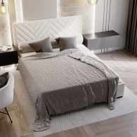 Łóżko tapicerowane z wzorem na zagłówku - 26