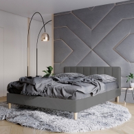 łóżko tapicerowane z pionowymi panelami - 16