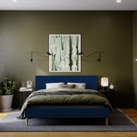 łóżko tapicerowane z guzikami na zagłówku - 8