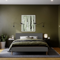 łóżko tapicerowane z guzikami na zagłówku - 13