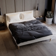 łóżko tapicerowane z płaskim zagłówkiem i poduszkami - 2