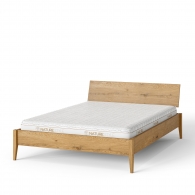 Łóżko dębowe z pełnym zagłówkiem na drewnianych nogach - 2