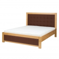 Klasyczne łóżko dębowe z tapicerowanym zagłówkiem - 1