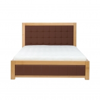 Klasyczne łóżko dębowe z tapicerowanym zagłówkiem - 2