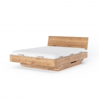 Proste łóżko dębowe z wbudowaną szufladą - 1